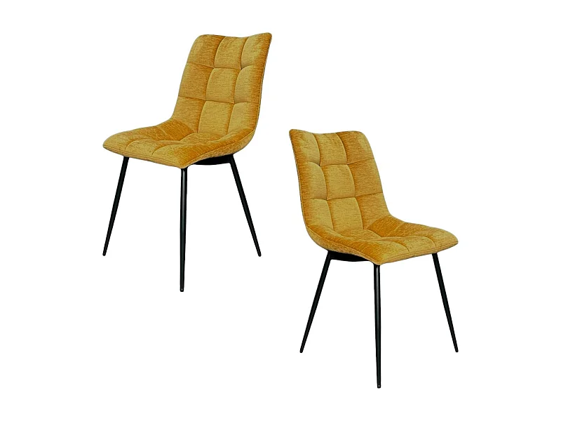 Chaise en velours moutarde motif damier (lot de 2) PALERME