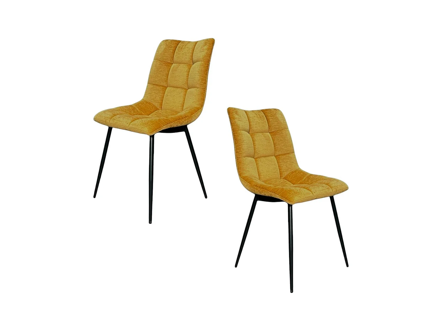 Chaise en velours moutarde motif damier (lot de 2) PALERME