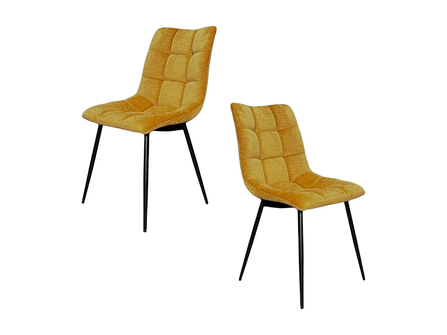 Chaise en velours moutarde motif damier (lot de 2) PALERME