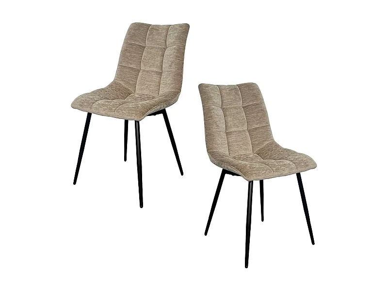 Chaise en velours taupe motif damier (lot de 2) PALERME