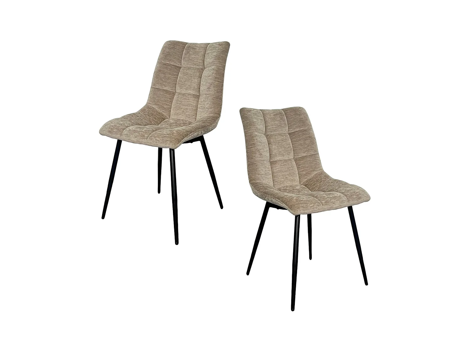 Chaise en velours taupe motif damier (lot de 2) PALERME