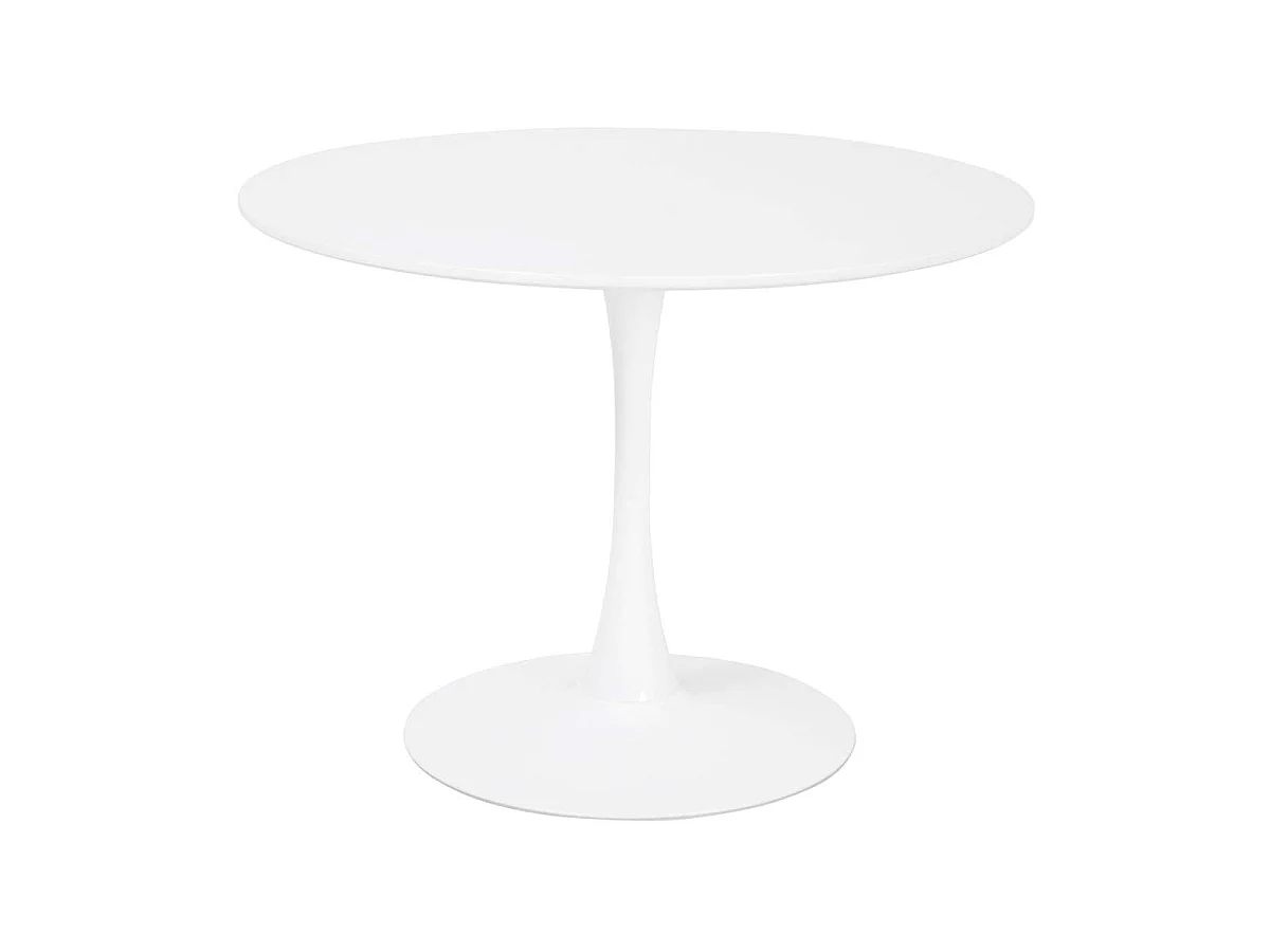 Mesa de jantar redonda TULIPS, diâmetro de 100 cm, acabamento branco fosco laqueado