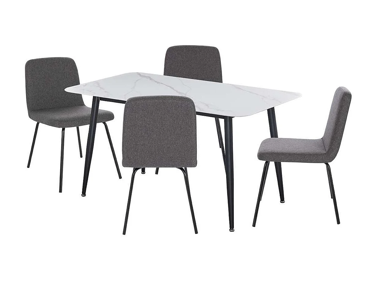 Table à manger rectangulaire 4 - 6 places dimensions 140 x 80 cm en finition stratifié aspect marbre blanc - DIVA