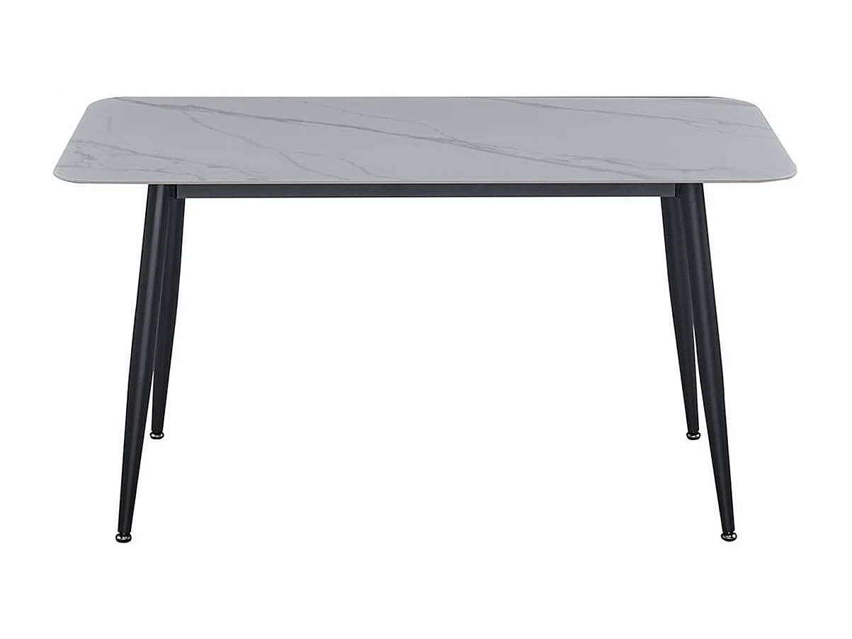 Table à manger rectangulaire 4 - 6 places dimensions 140 x 80 cm en finition stratifié aspect marbre blanc - DIVA