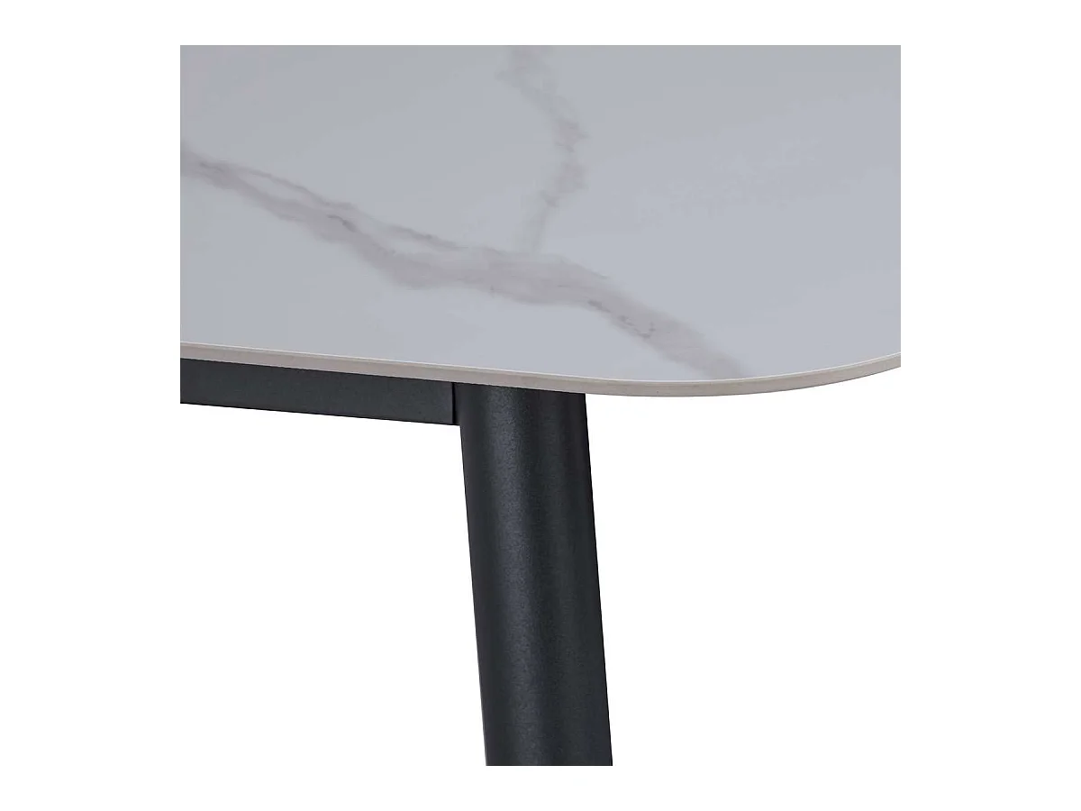 Table à manger rectangulaire 4 - 6 places dimensions 140 x 80 cm en finition stratifié aspect marbre blanc - DIVA