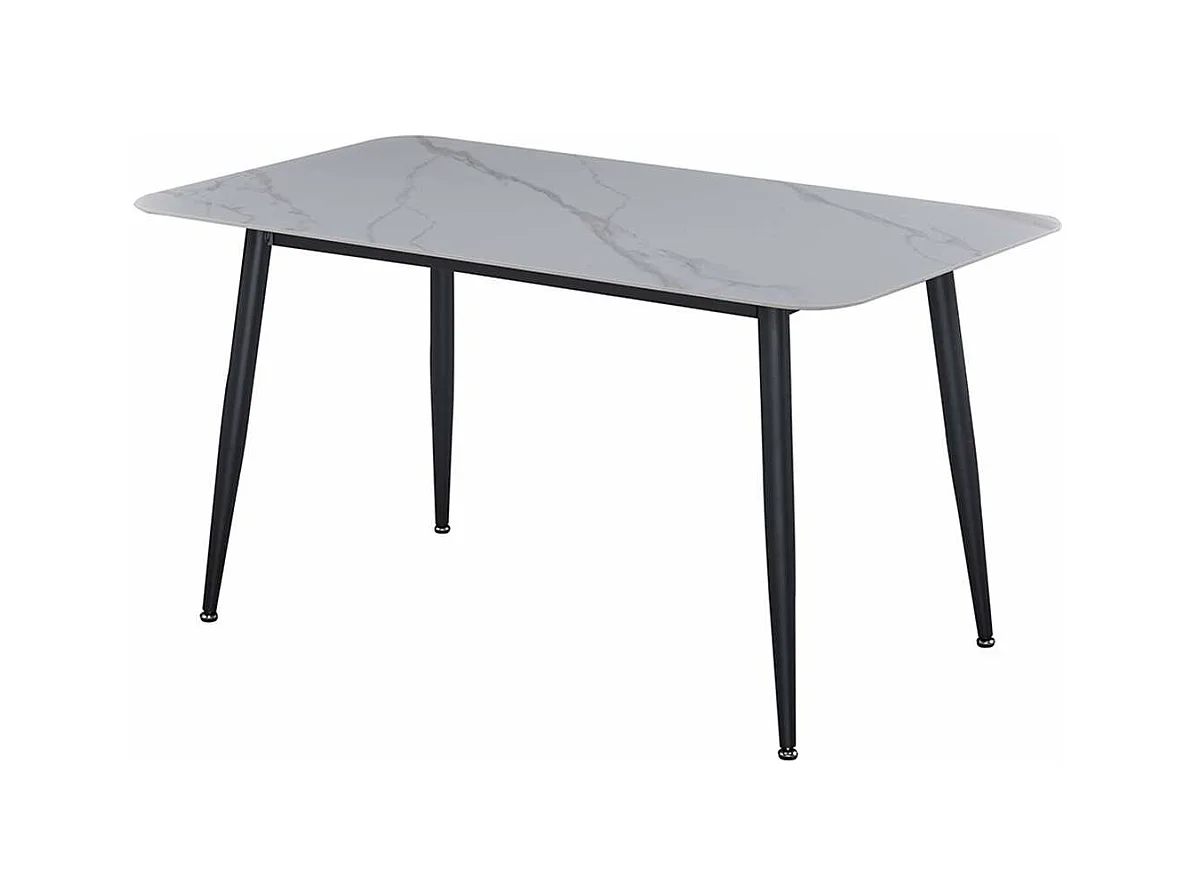 Table à manger rectangulaire 4 - 6 places dimensions 140 x 80 cm en finition stratifié aspect marbre blanc - DIVA
