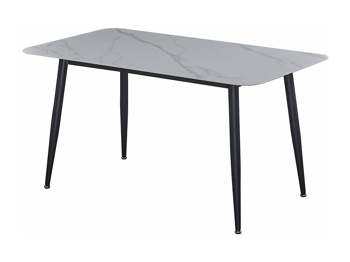 Table à manger rectangulaire 4 - 6 places dimensions 140 x 80 cm en finition stratifié aspect marbre blanc - DIVA