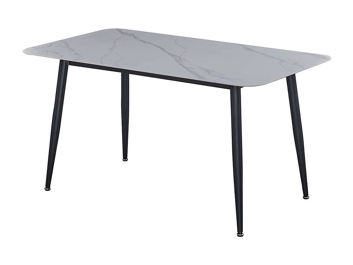 Table à manger rectangulaire 4 - 6 places dimensions 140 x 80 cm en finition stratifié aspect marbre blanc - DIVA