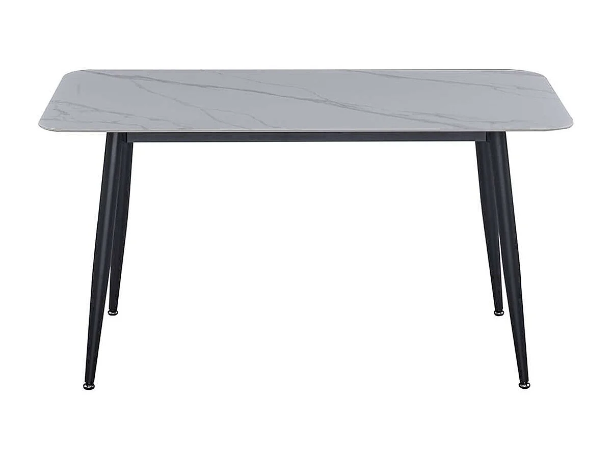 Table à manger rectangulaire 4 - 6 places dimensions 140 x 80 cm en finition stratifié aspect marbre blanc - DIVA