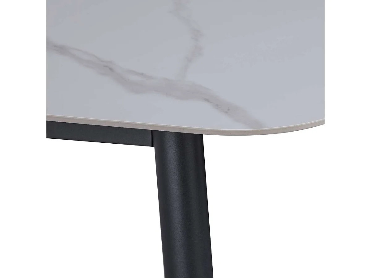 Table à manger rectangulaire 4 - 6 places dimensions 140 x 80 cm en finition stratifié aspect marbre blanc - DIVA