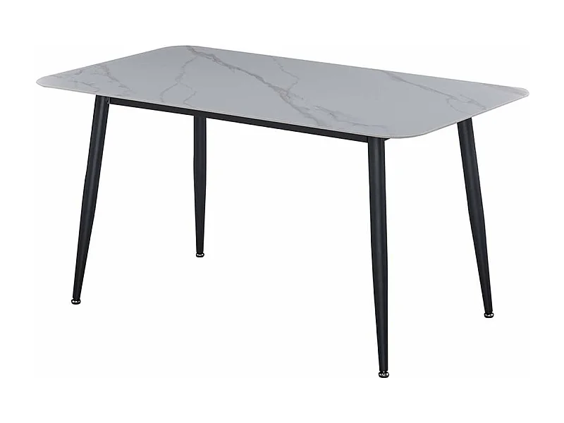 Rechthoekige eettafel voor 4 - 6 personen, afmetingen 140 x 80 cm, met wit marmerlook laminaatafwerking – DIVA