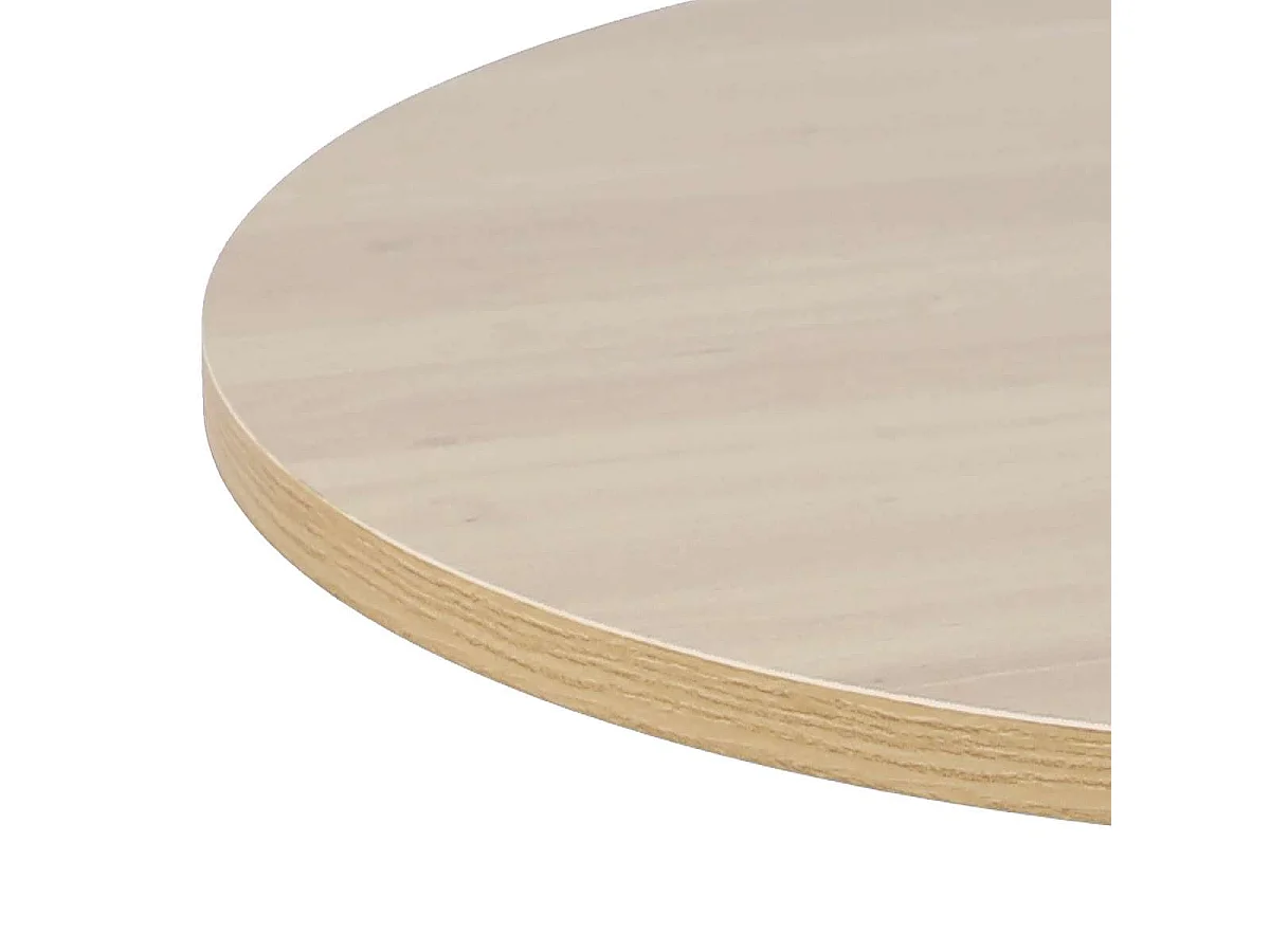 Table à manger ronde pour 4 à 5 personnes diamètre 100 cm, finition mélamine imitation chêne, base ronde en métal noir - TULIPS