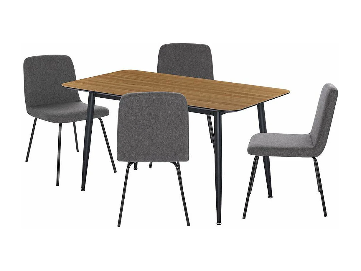 Table à manger rectangulaire 4 - 6 places dimensions 140 x 80 cm en finition mélaminé imitation chêne - DIVA