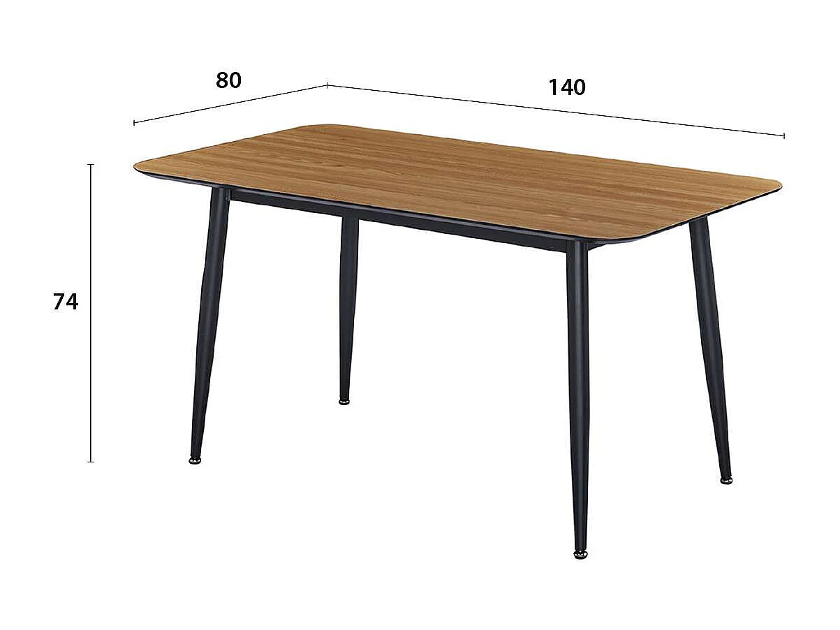 Mesa de jantar retangular DIVA 140 x 80 cm acabamento em carvalho - design escandinavo moderno