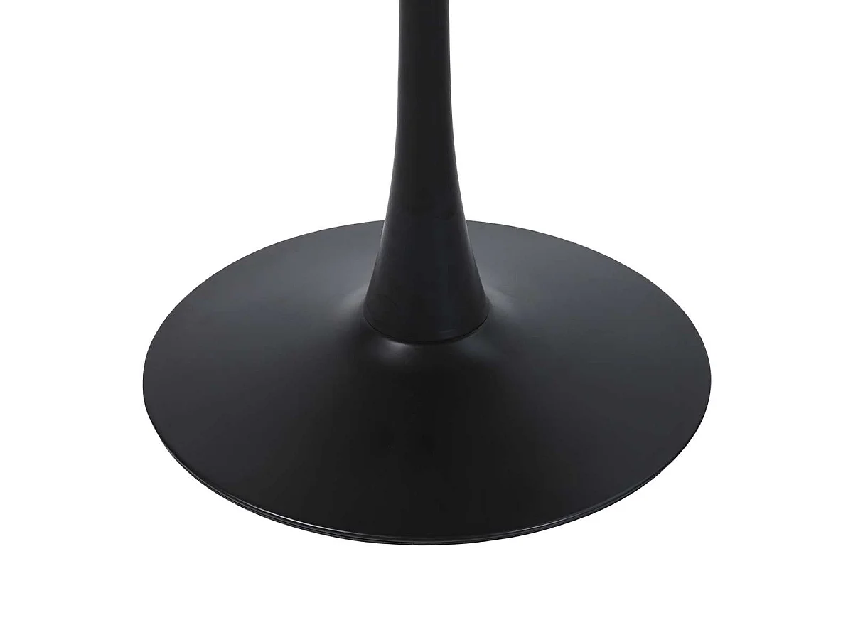 Ronde eettafel voor 4 tot 5 personen, diameter 100 cm, matzwarte gelakte afwerking, ronde metalen zwarte voet - TULIPS