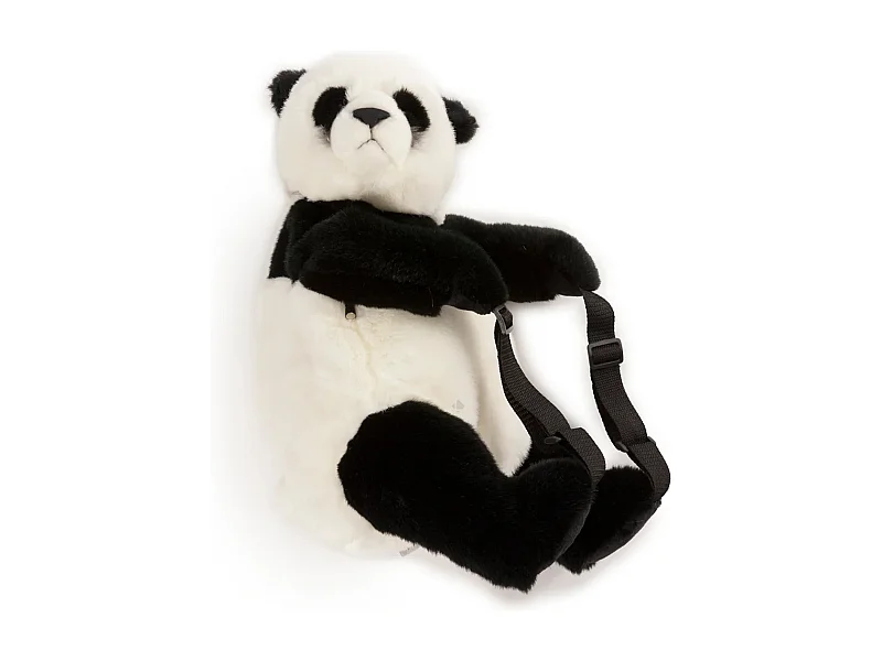 Sac à dos en acrylique 40x47 cm collection SOFT ANIMALS panda noir et blanc