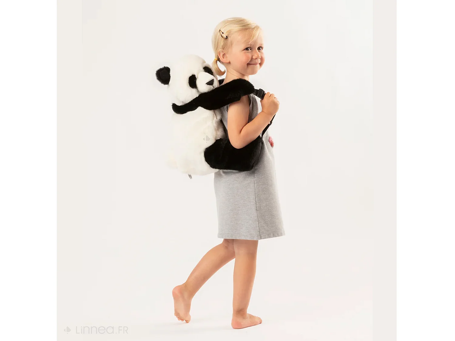 Sac à dos en acrylique 40x47 cm collection SOFT ANIMALS panda noir et blanc