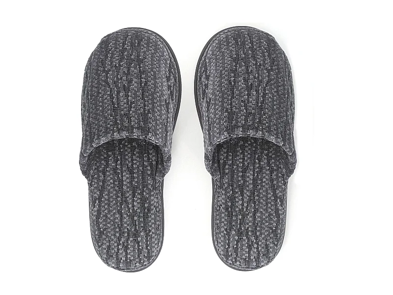 Chaussons taille S/M coton motif feuillage collection OSAKA gris