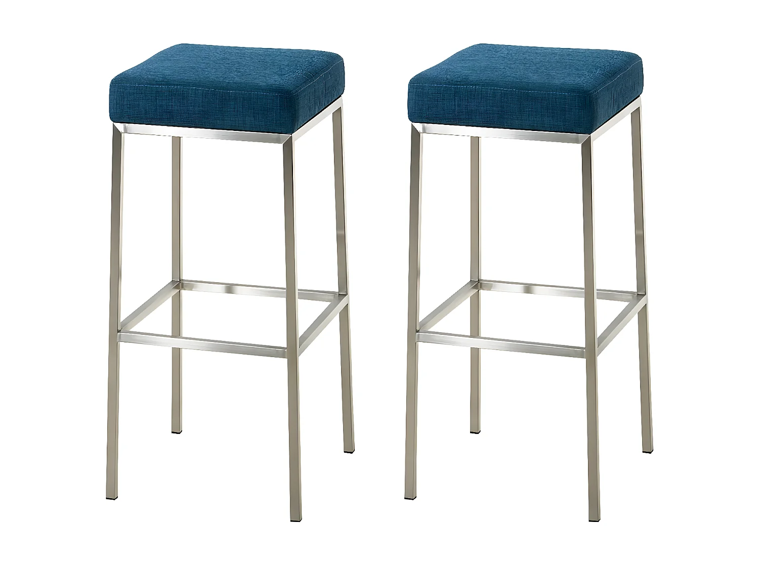 Lot de 2  Tabouret de bar - Tissu & Acier inoxydable - Bleu - Montreal 85