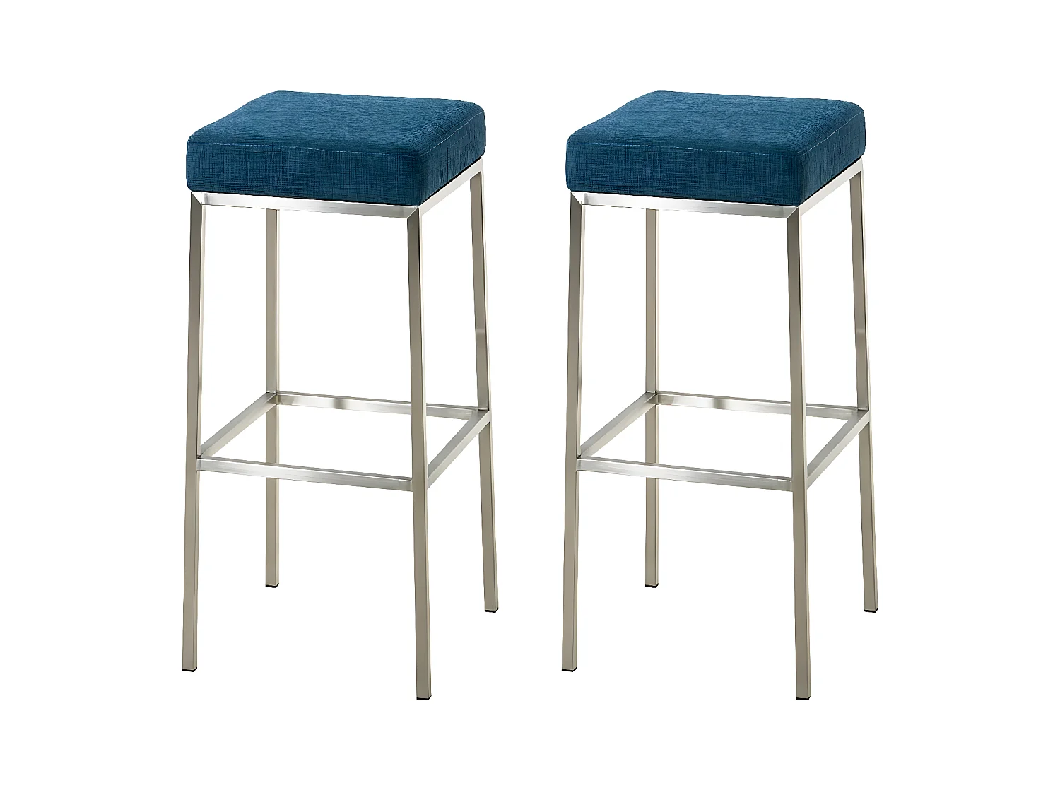 Lot de 2  Tabouret de bar - Tissu & Acier inoxydable - Bleu - Montreal 85