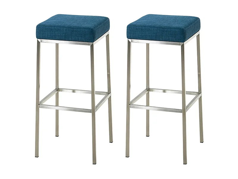 Lot de 2  Tabouret de bar - Tissu & Acier inoxydable - Bleu - Montreal 80