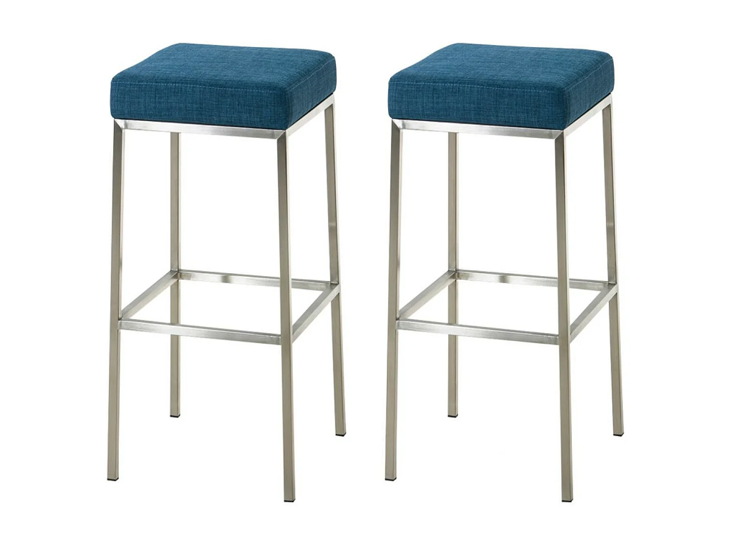 Lot de 2  Tabouret de bar - Tissu & Acier inoxydable - Bleu - Montreal 80