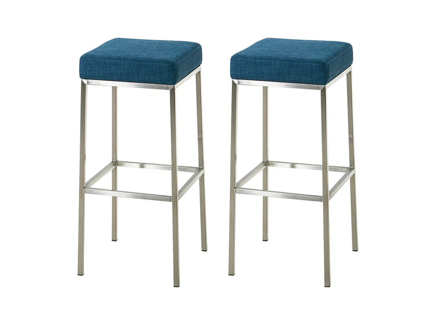 Lot de 2  Tabouret de bar - Tissu & Acier inoxydable - Bleu - Montreal 80