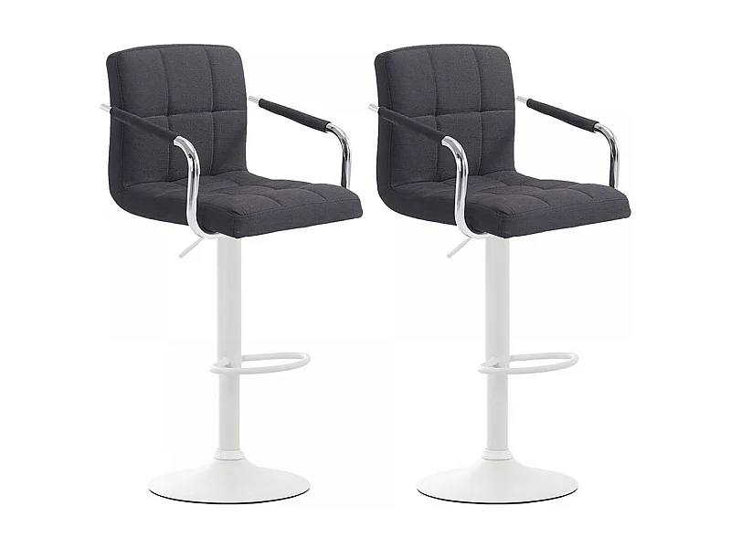 Lot de 2  Tabouret de bar - Tissu & Métal chromé - Noir - Lucy V2
