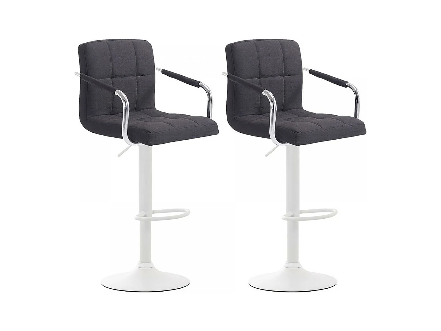 Lot de 2  Tabouret de bar - Tissu & Métal chromé - Noir - Lucy V2