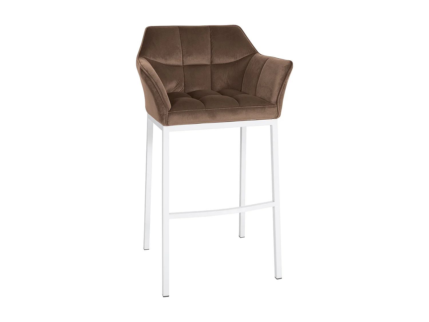 Tabouret de bar - Velours & Blanc - Marron - Damaso