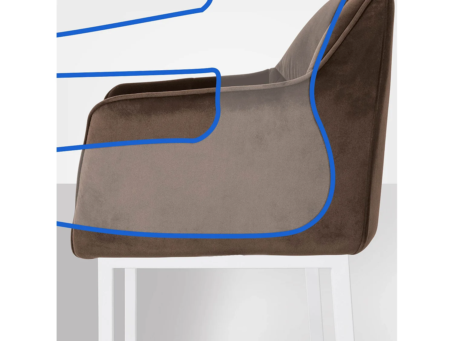 Tabouret de bar - Velours & Blanc - Marron - Damaso