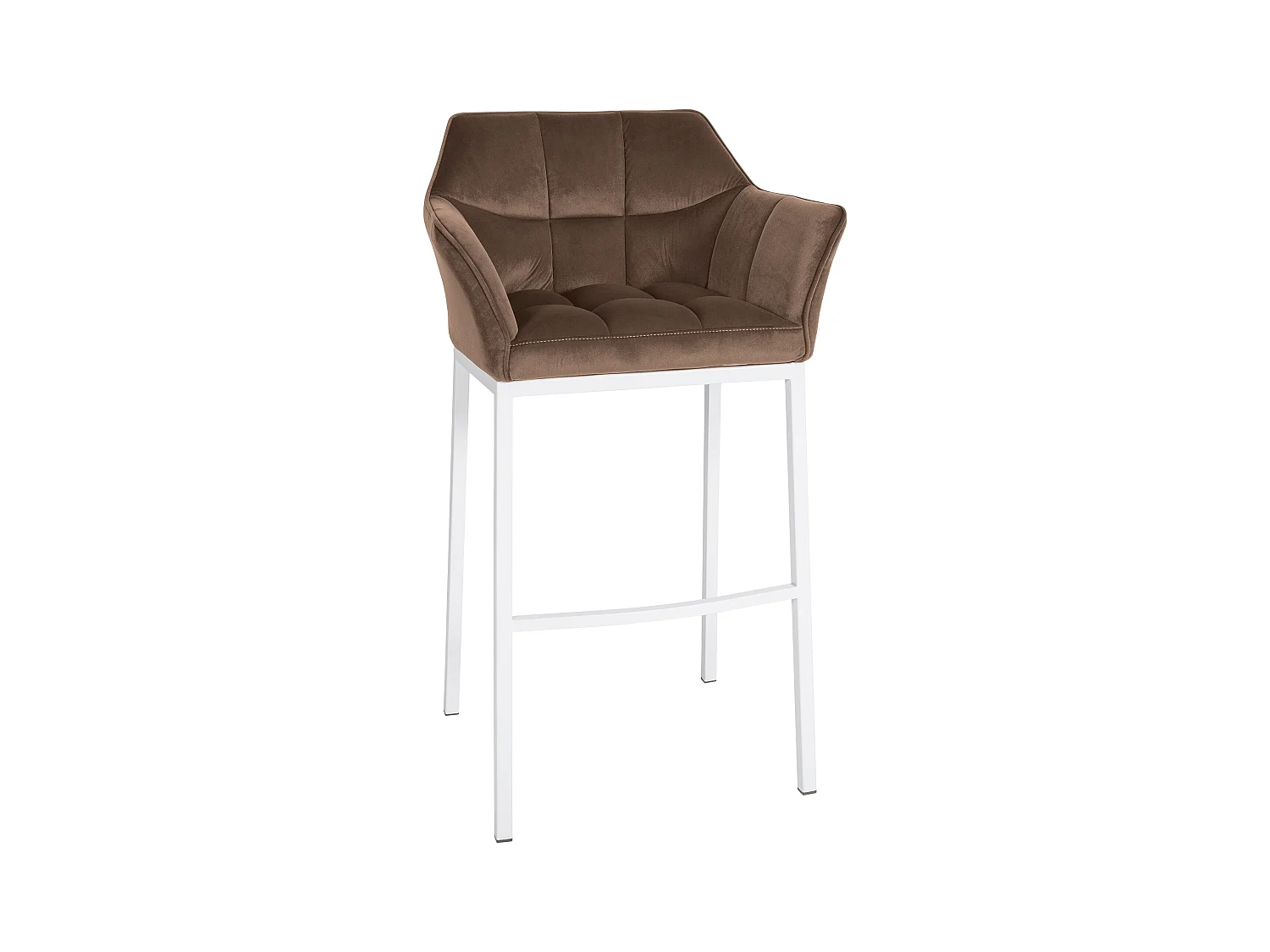 Tabouret de bar - Velours & Blanc - Marron - Damaso