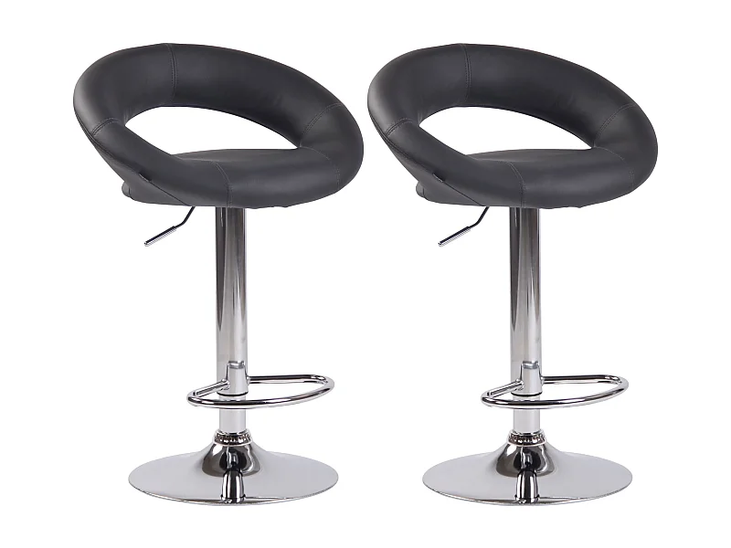 2er Set Barhocker - Kunstleder & Metall - grau - Olinda
