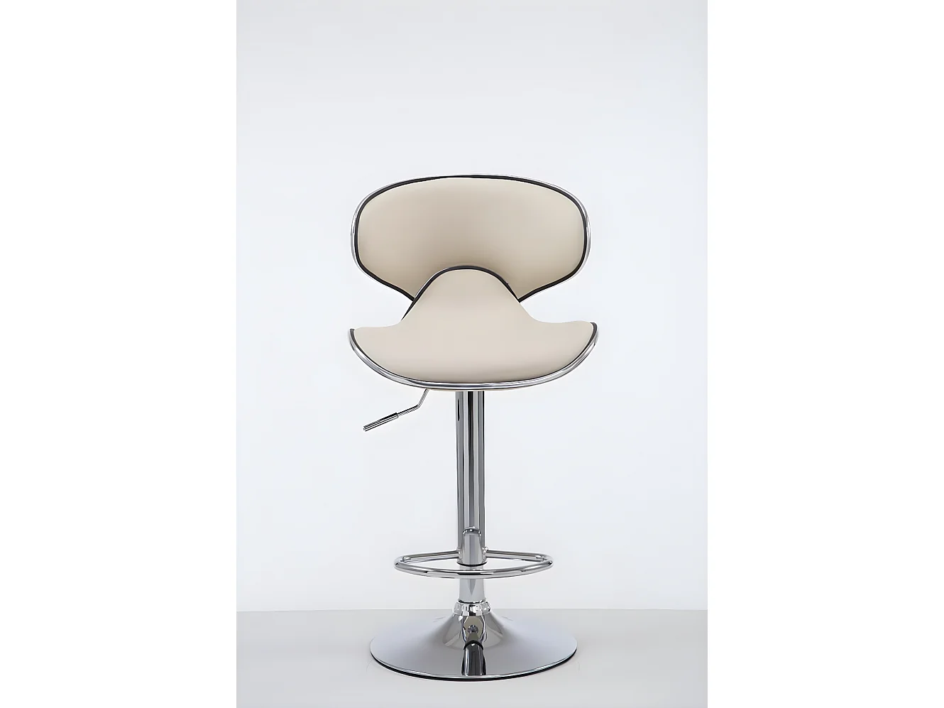 Tabouret de bar - Similicuir & Métal chromé - Crème - Las Vegas V2