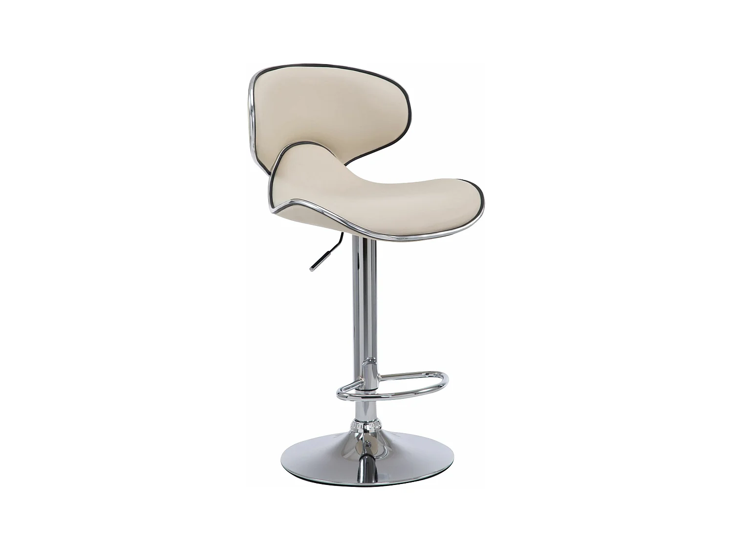 Tabouret de bar - Similicuir & Métal chromé - Crème - Las Vegas V2