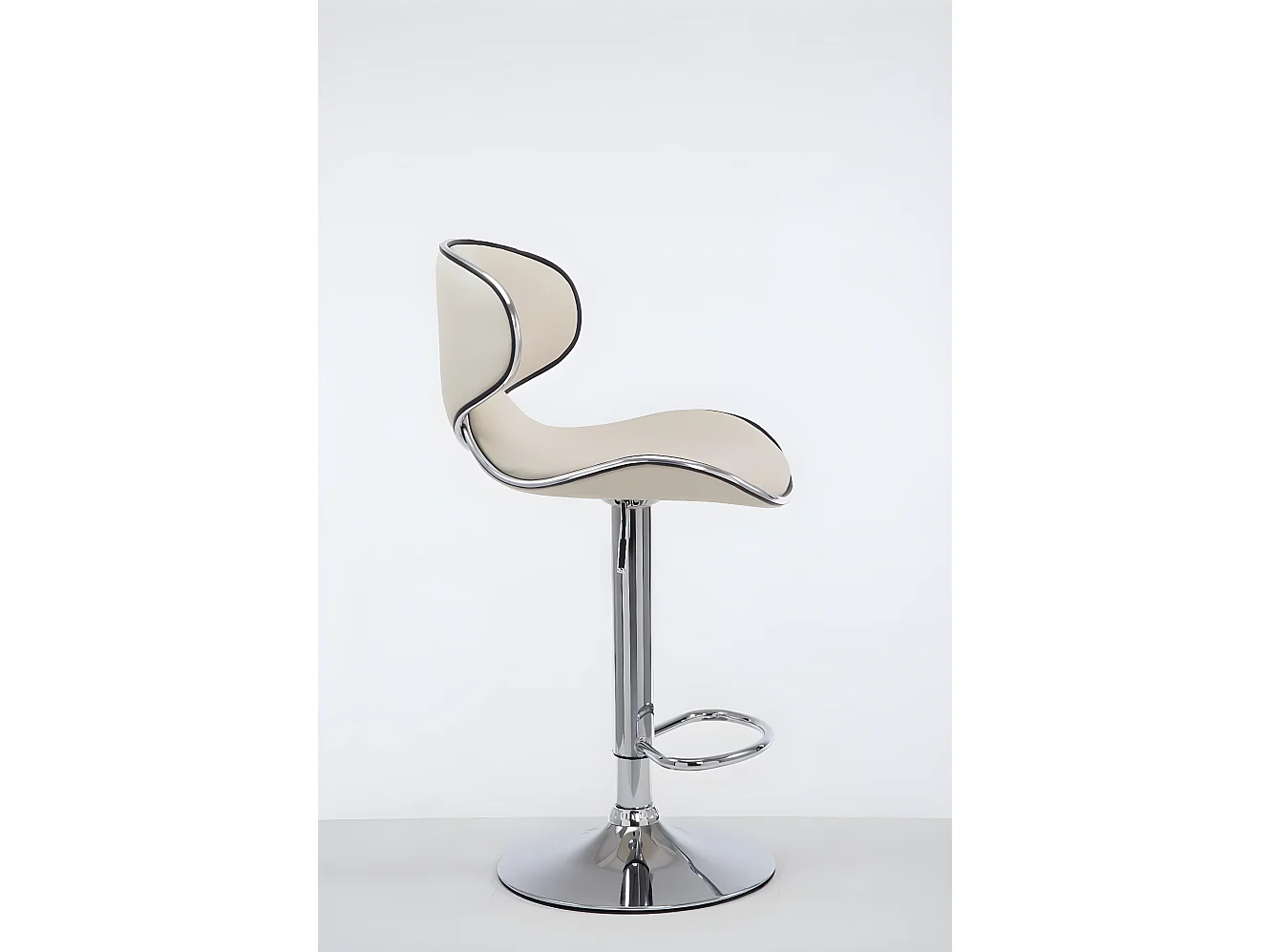 Tabouret de bar - Similicuir & Métal chromé - Crème - Las Vegas V2