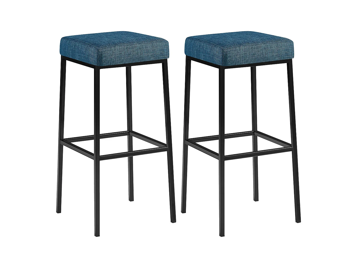 Lot de 2  Tabouret de bar - Tissu & Noir - Bleu - Montreal 80
