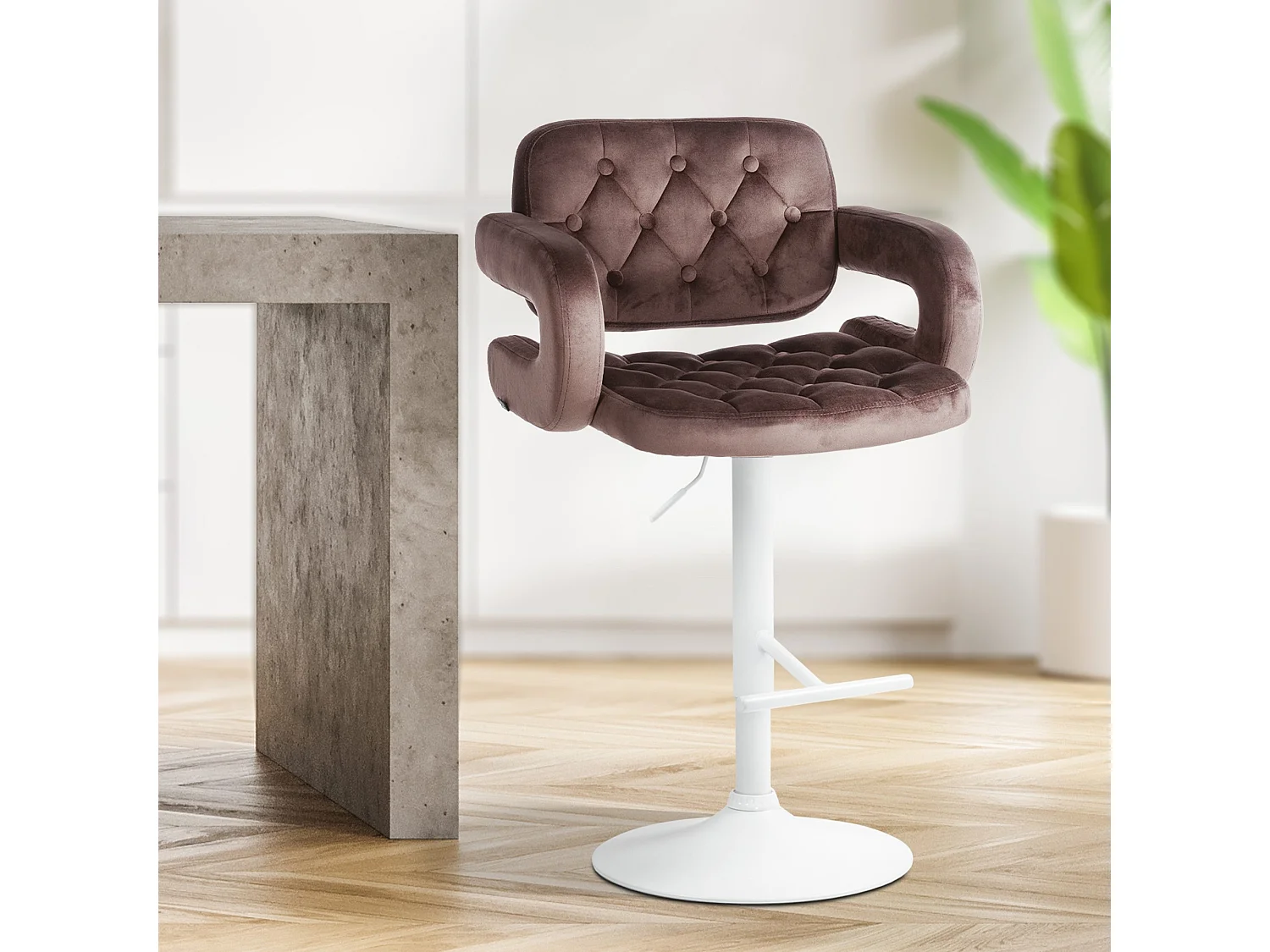 Tabouret de bar - Velours - Marron - Dublin