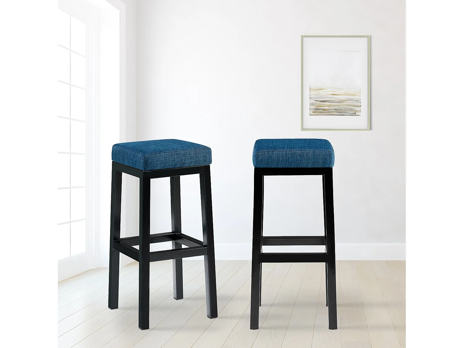 Tabouret de bar - Tissu - Bleu - Taylor B85