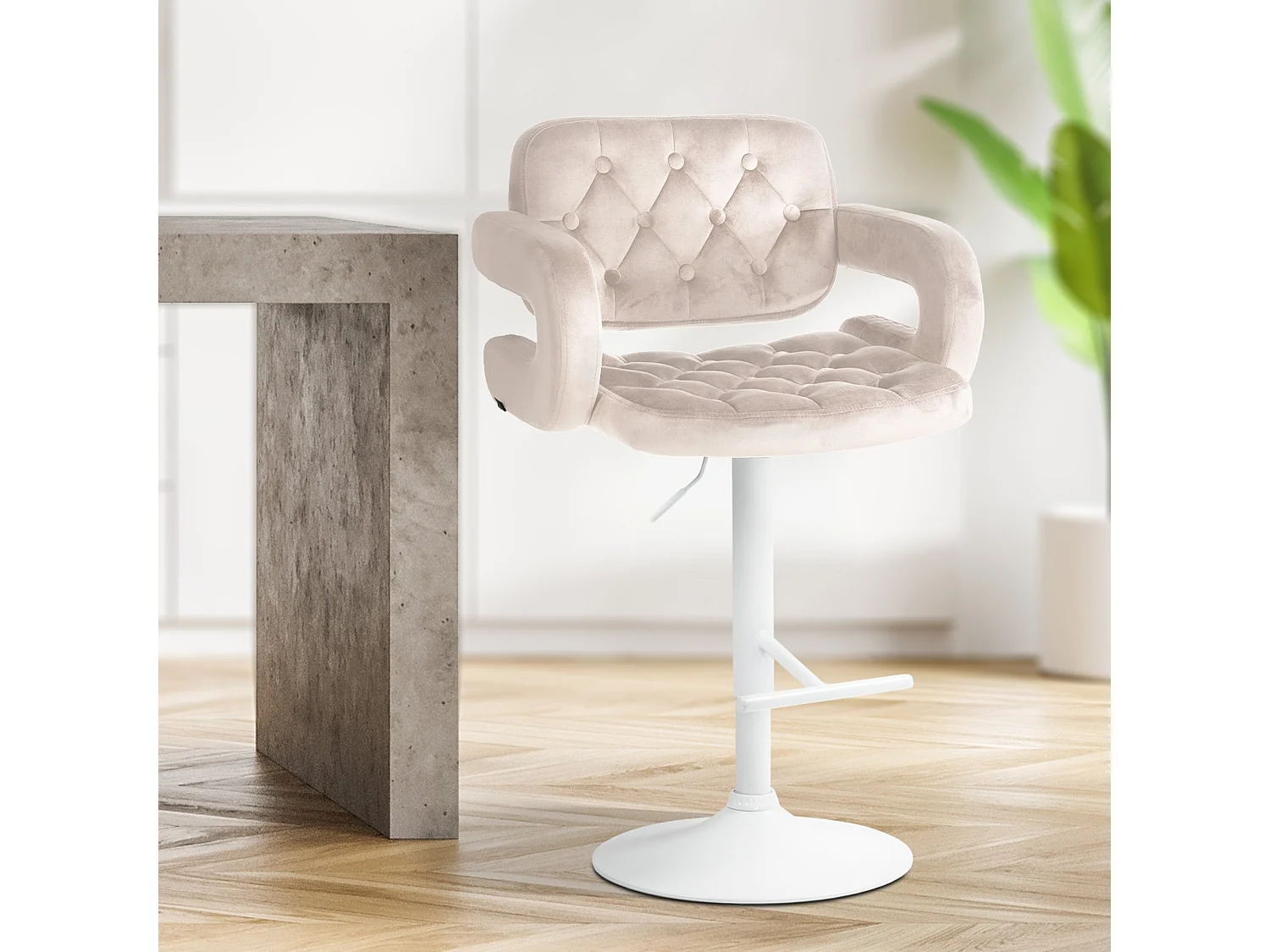 Tabouret de bar - Velours - Crème - Dublin