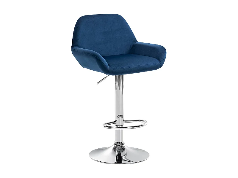 Tabouret de bar - Velours & Chrome - Bleu - Braga