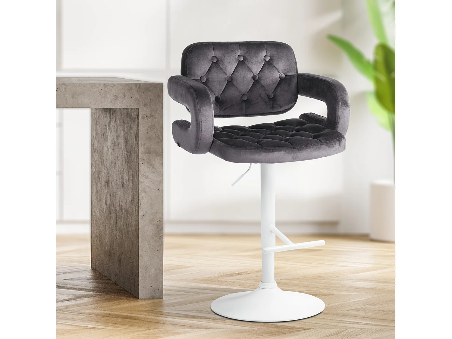 Tabouret de bar - Velours - Gris foncé - Dublin