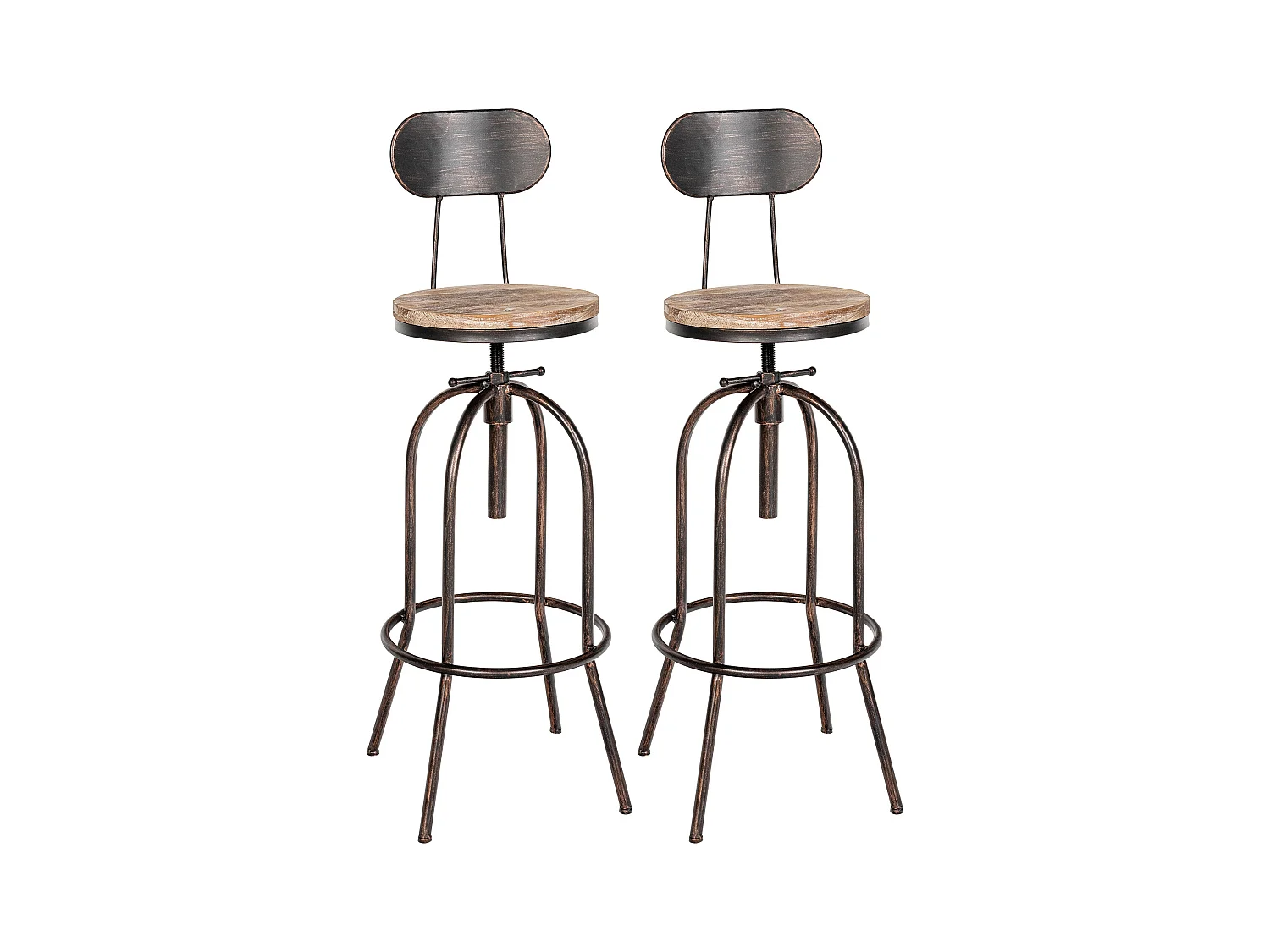 2er Set Barhocker - Metall & schwarz - bronze - Pino