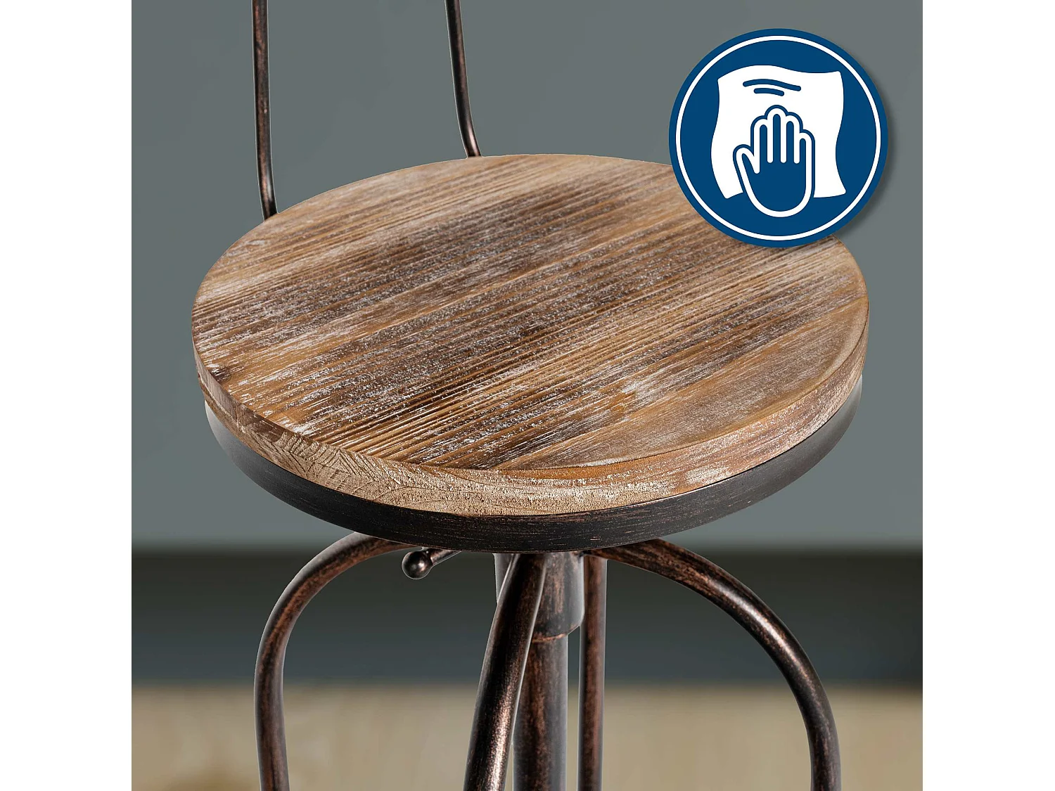 Lot de 2  Tabouret de bar - Métal & Noir - Bronze - Pino