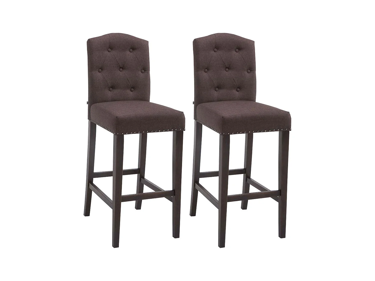 Lot de 2  Tabouret de bar - Tissu & Bois - Marron - Louise
