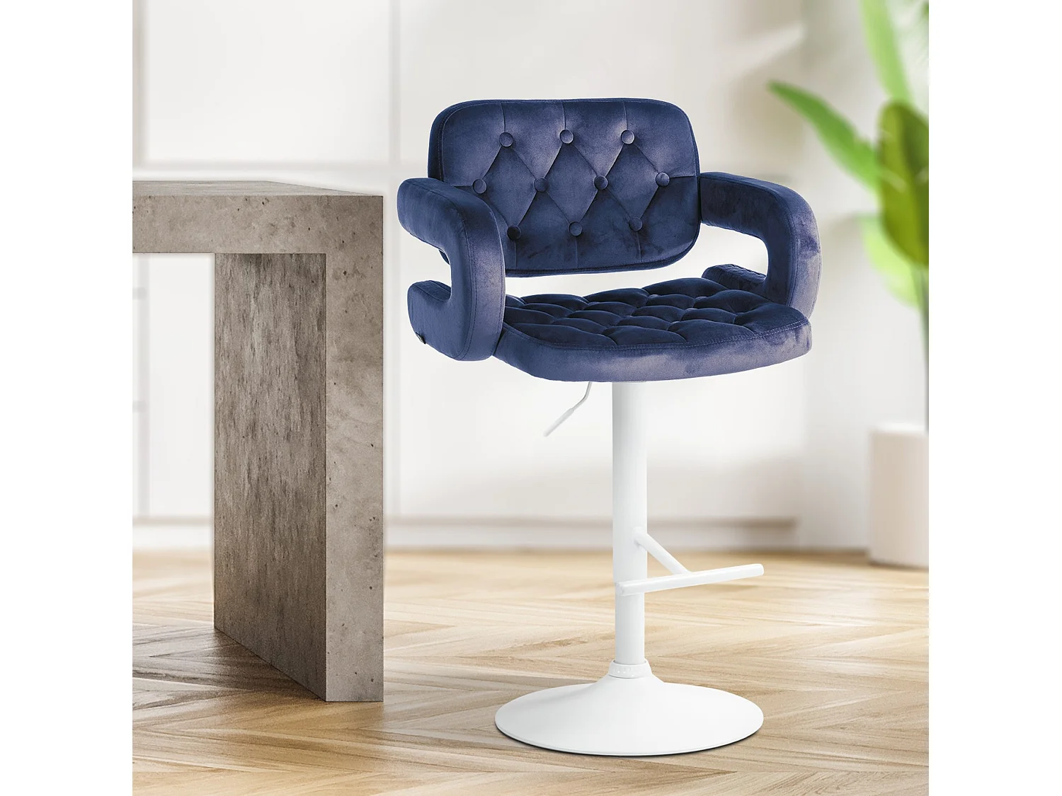 Tabouret de bar - Velours - Bleu - Dublin