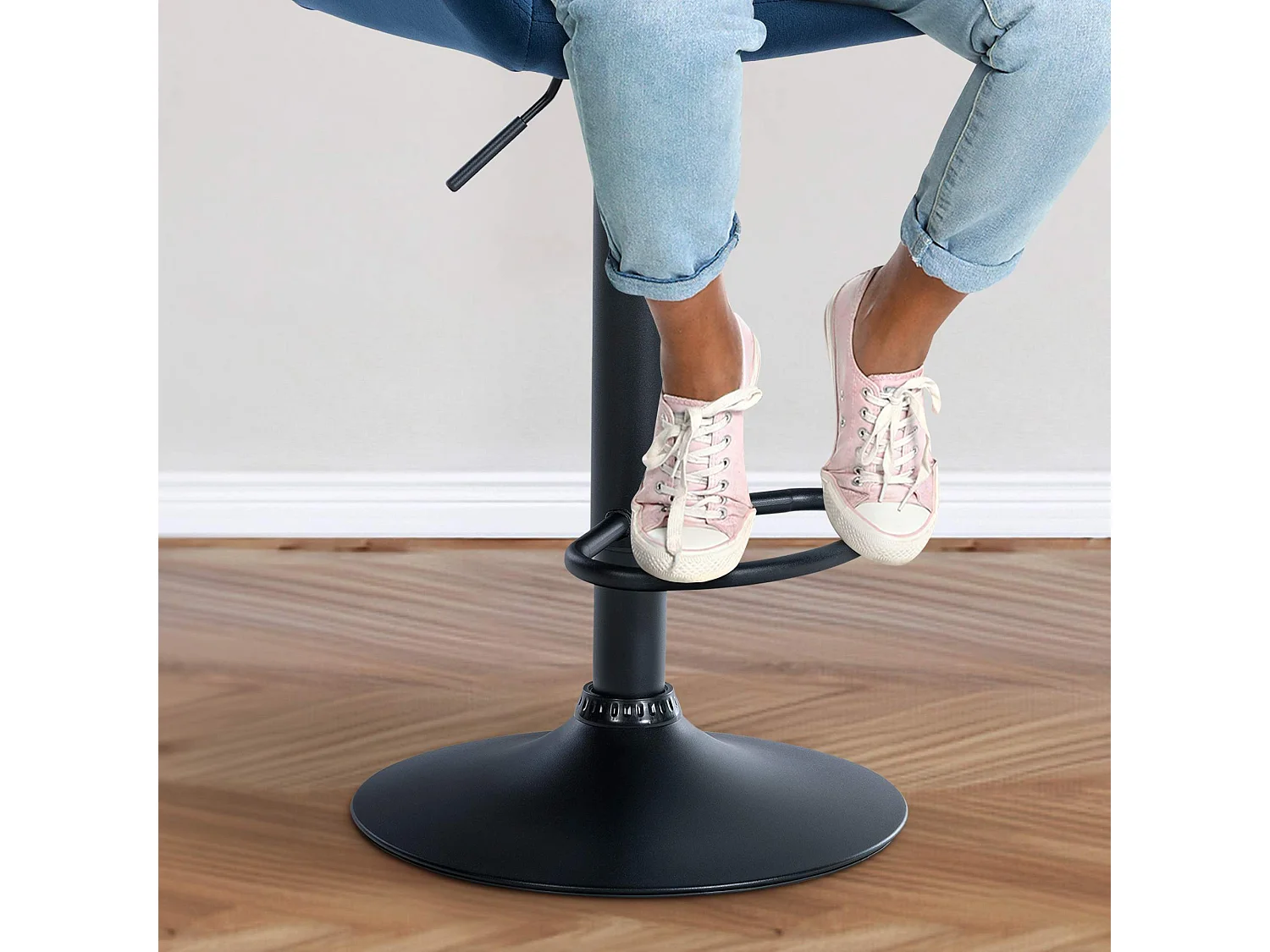 Tabouret de bar - Velours & Noir - Bleu - Braga