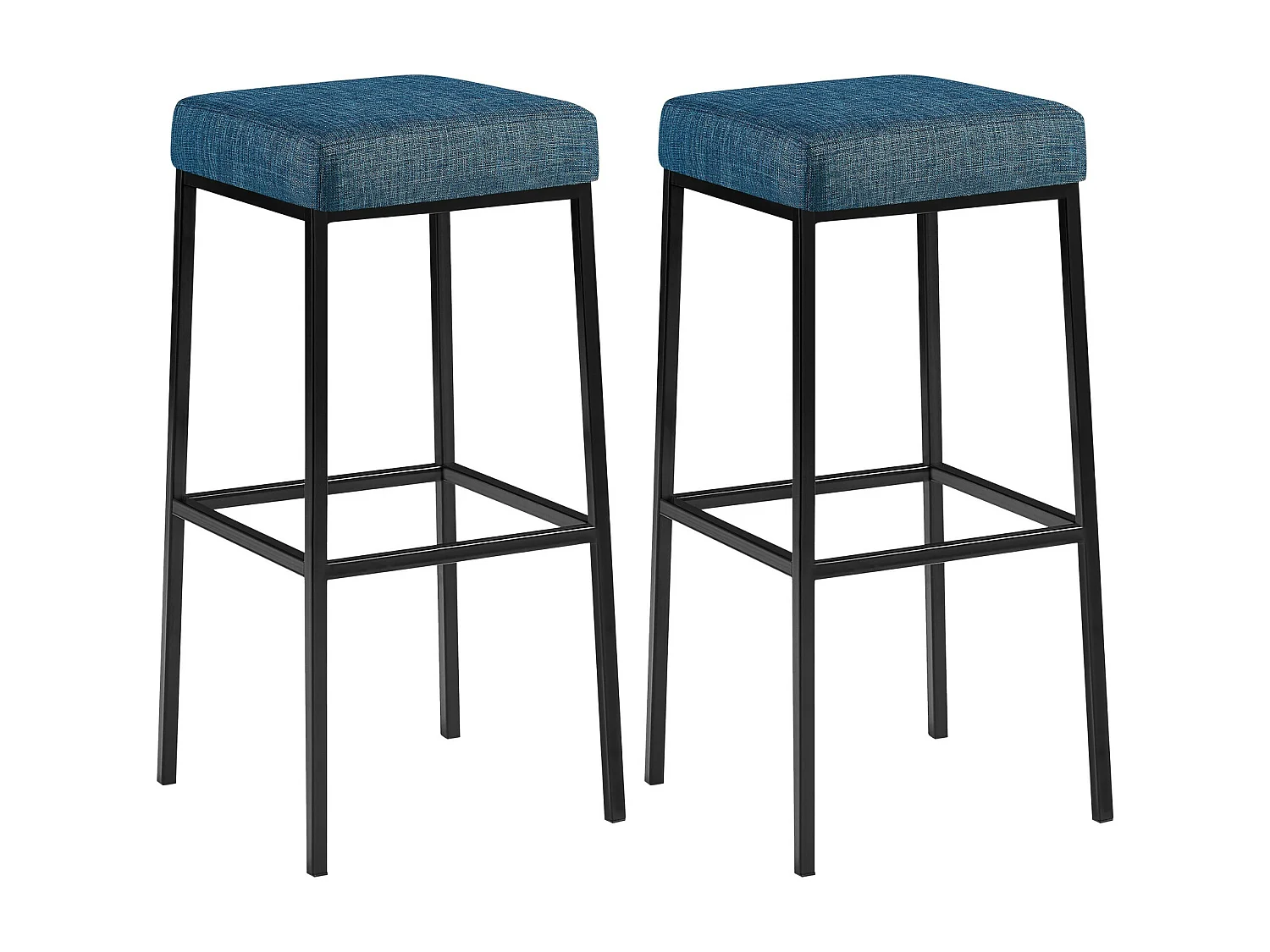 Lot de 2  Tabouret de bar - Tissu & Noir - Bleu - Montreal 85