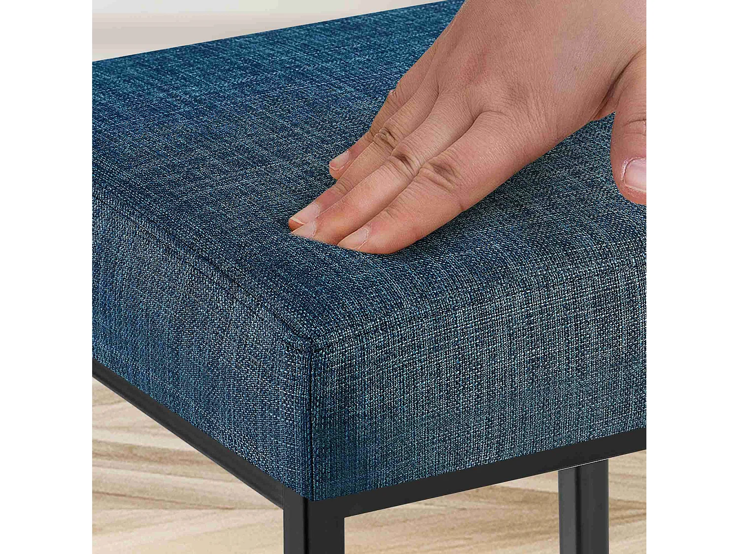 Lot de 2  Tabouret de bar - Tissu & Noir - Bleu - Montreal 85