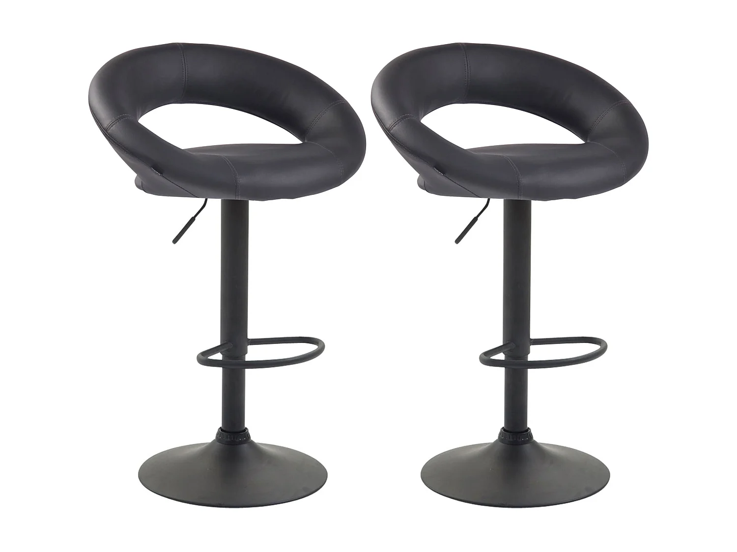 Lot de 2  Tabouret de bar - Similicuir & Métal - Gris - Olinda